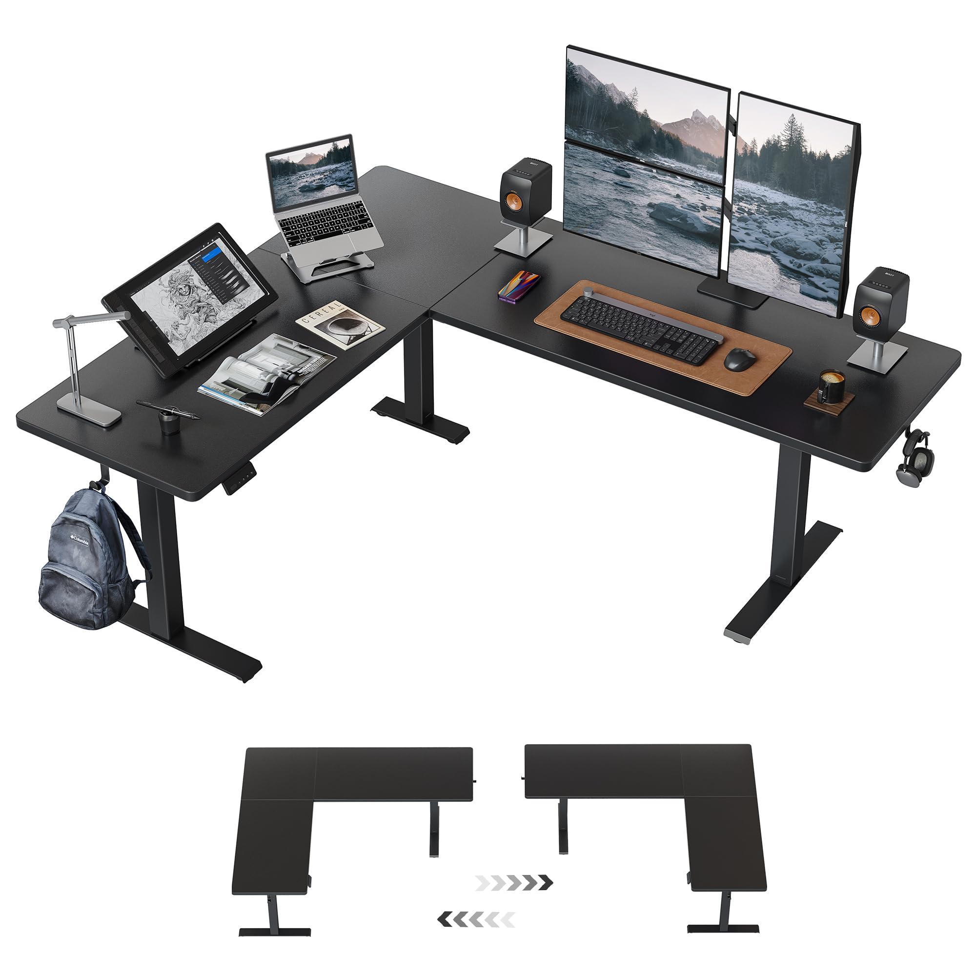 Amazon.com: BANTI L-Shaped Standing Desk - 75 x 63 Inch Adjustable