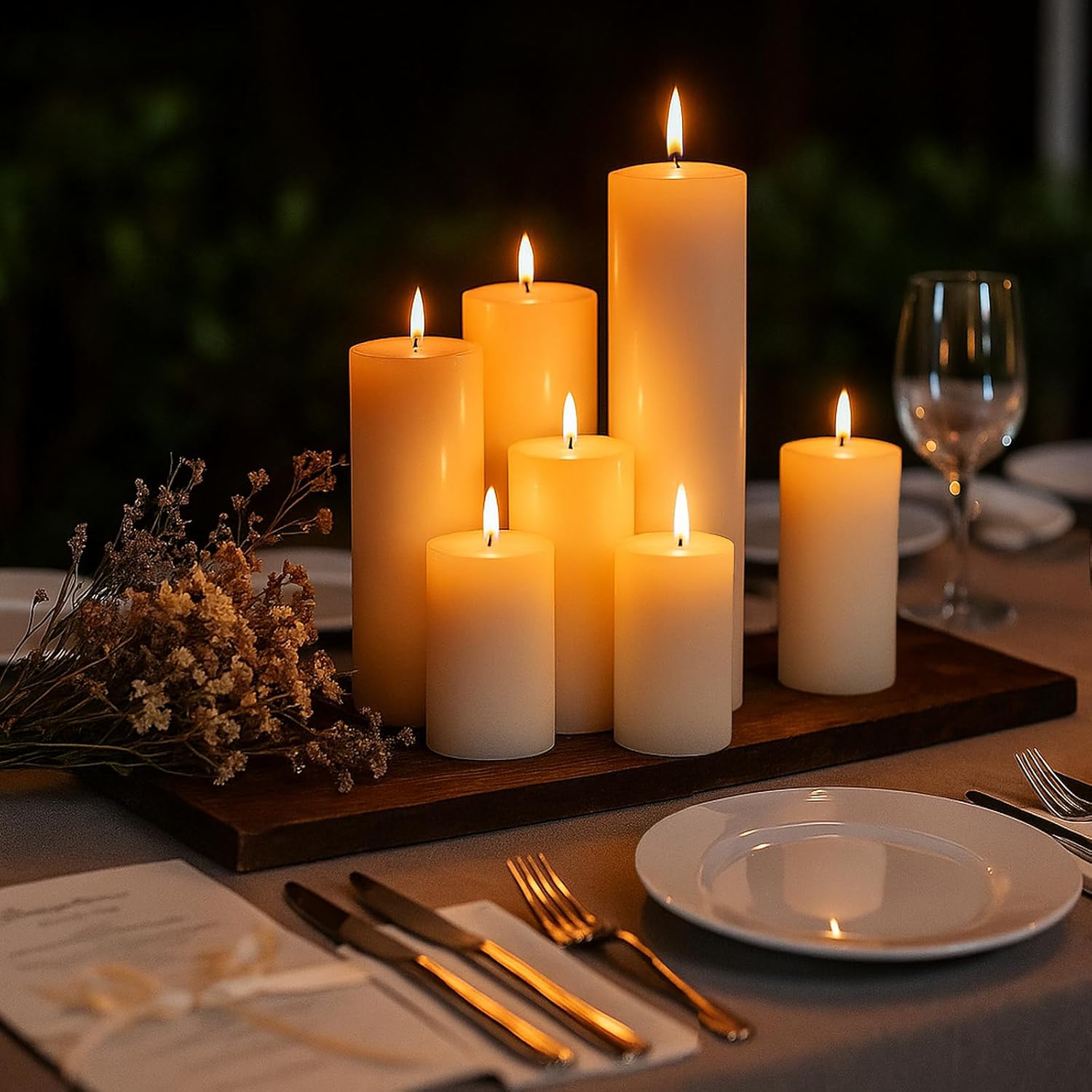 Ivroy Pillar Candles Bulk Set of 36，Hurricane Candles，3 Different Lengths 2 x 3/6/8 Inch (12 Each)，Dripless Unscented Smokeless，Gives You a Better Atmosphere When Organizing an Event Party.