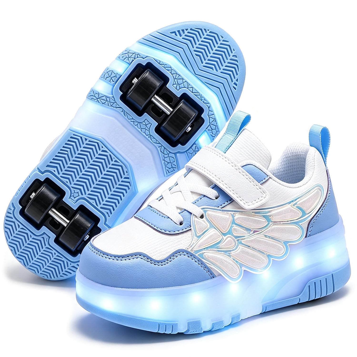 Nsasy Kids Roller Shoes Boy Girl Sneakers with Wheels Become Sport Sneaker with Led for Christmas Birthday Children Show Gift