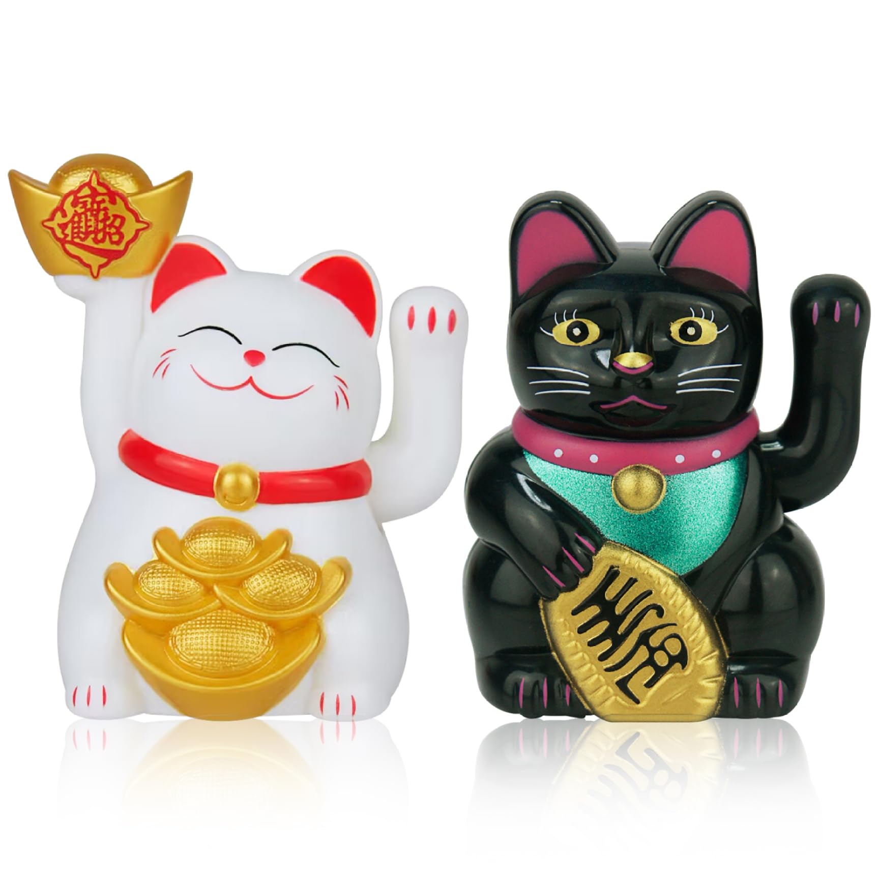 Wedhapy Lucky Cat Waving Arm,Waving Cat 2PCS Solar Powered Chinese Cat Waving Arm, 2 Inch Fortune Cat, Vivid Cute Lucky Cat Statue for Home, Office, Car Ornament