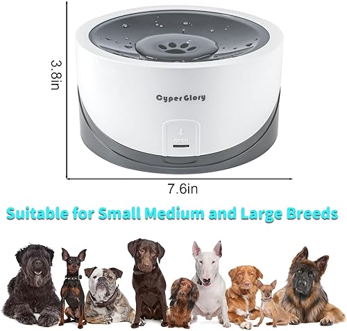 Miniatura 6 de CyperGlory Cuenco de agua para perros, sin derrames, 55 onzas, cuenco de agua para mascotas para gatos y cachorros pequeños a razas medianas y