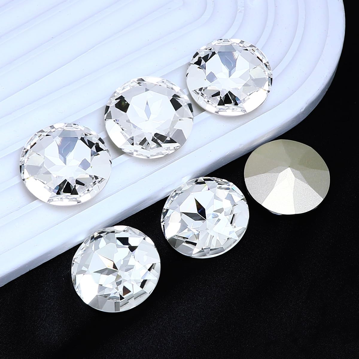 DONGZHOU Pointback Large Rhinestones,8 pcs Round K9 Glass Rhinestones 27mm Clear Gemstones Faceted Glass Beads for Craft Shoes Dress Jewelry Making - Image 4