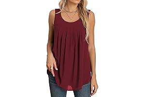 Women's Sleeveless Layered Tank Tops Round Neck Blouses Summer Chiffon Shirts