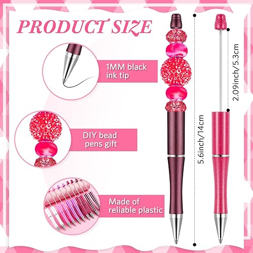 Vista 52 de Crtiin Kit de 100 bolígrafos de plástico con cuentas de 50 cuentas, con 50 recambios para manualidades, regalo de Navidad, estudiantes, oficina