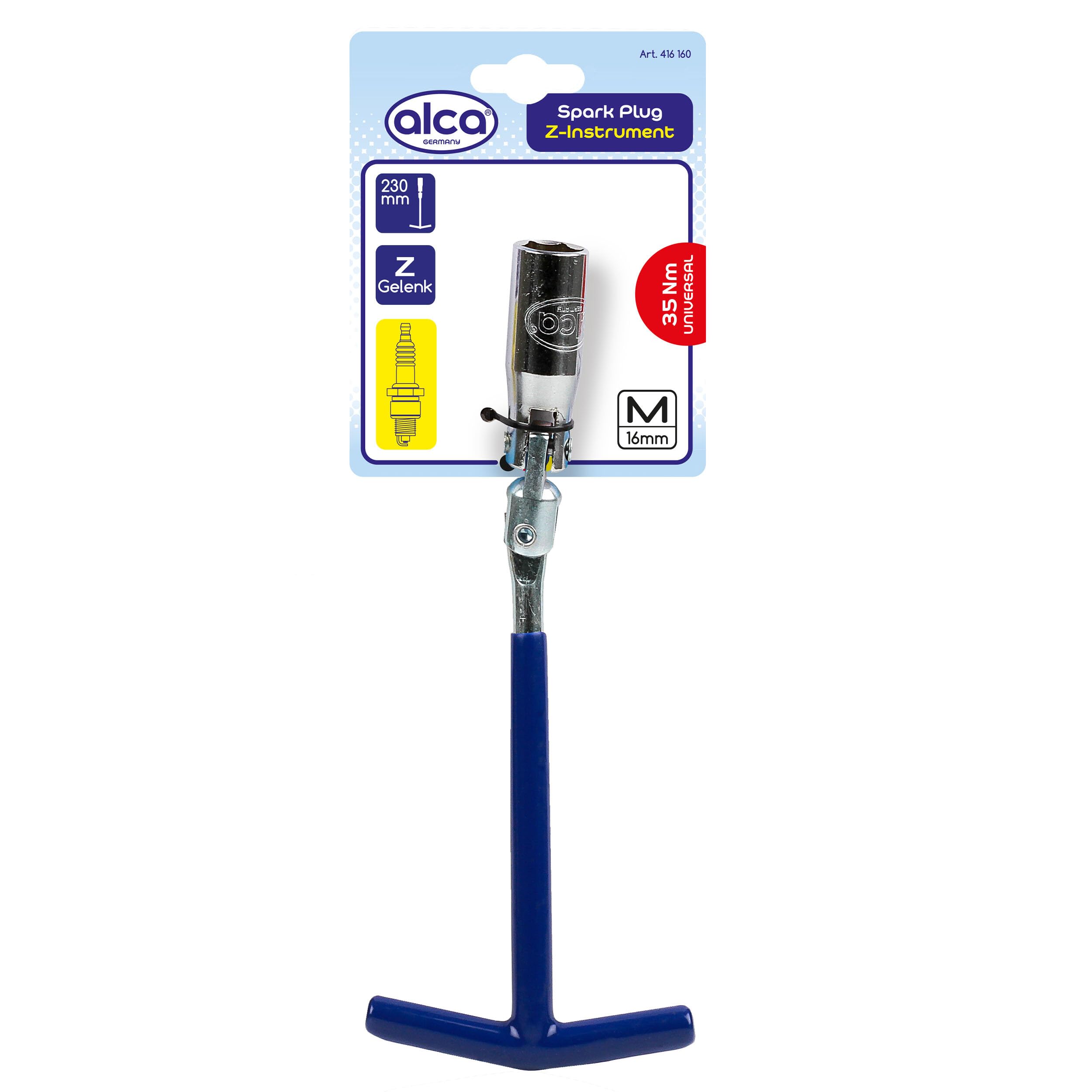 alca® Zündkerzenschlüssel 16 mm mit T-Griff Z-Gelenk – Universal Zündkerzenentferner