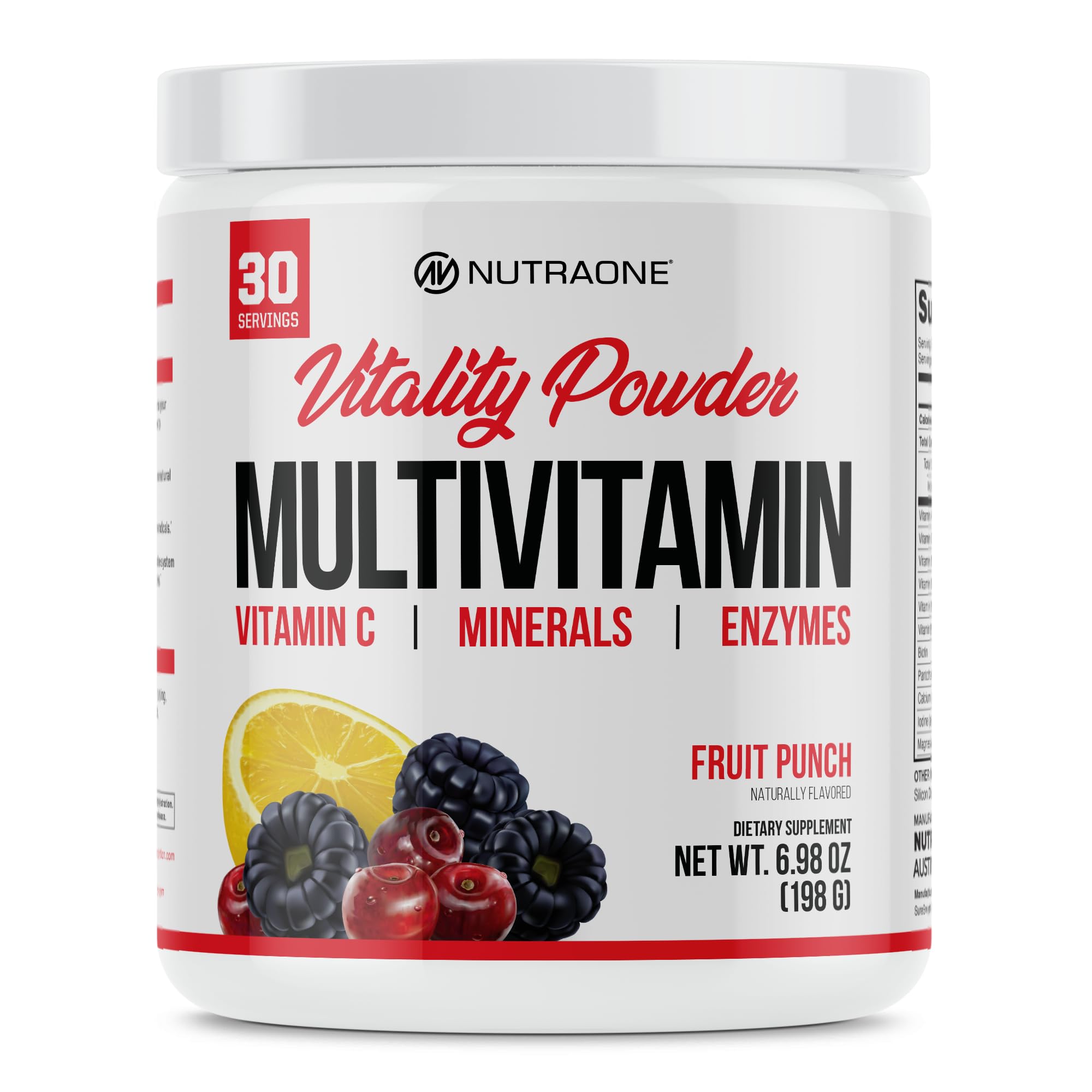 NutraOne Vitality Vitamin Powder Powdered Vitamin and Mineral Supplement (Fruit Punch - 30 Servings)