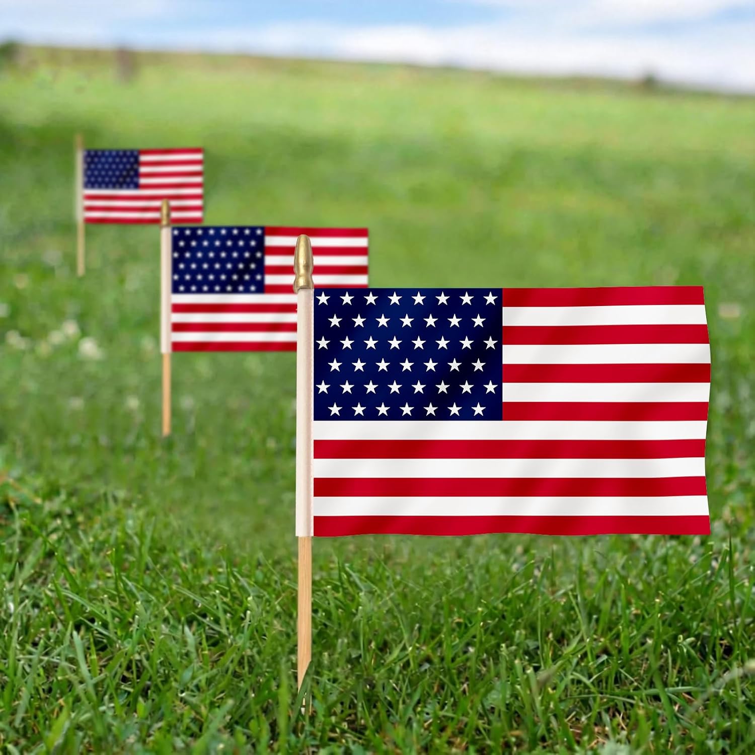 12 Pcs 45 Stars American Historical Handheld Flag 4x6 Inch Small 1896-1908 Old Glory USA US Murica Red White Blue Stars and Stripes Flag Patriotic 4th of July Decoration On Wood Stick Pole with Spear Top