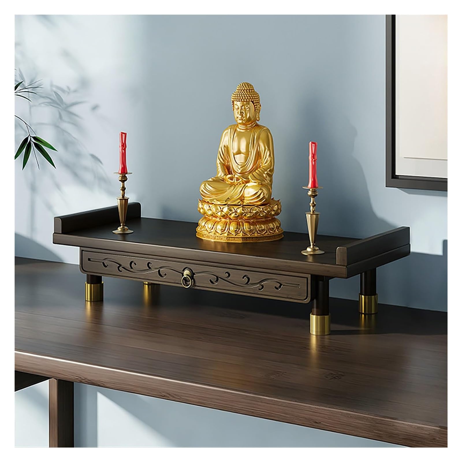 Table autel méditation pour créer un coin zen et prière à la maison