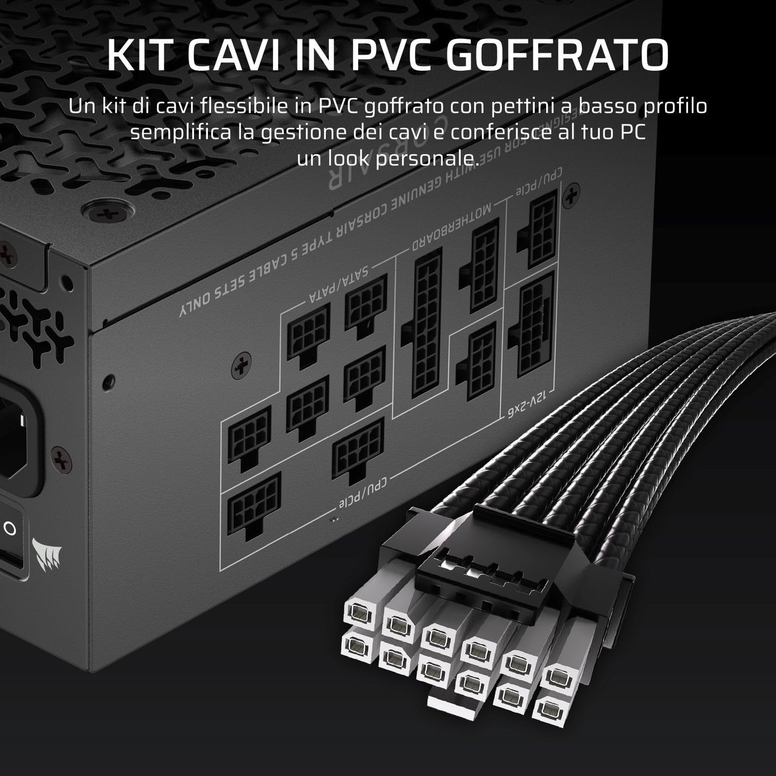 CORSAIR RM1000x SHIFT (2025) Alimentatore ATX Completamente Modulare - Interfaccia Laterale Modulare, Cavo Nativo 12V-2x6, ATX 3.1 e PCIe 5.1, Condensatori a 105°C, Cybenetics Gold - Nero