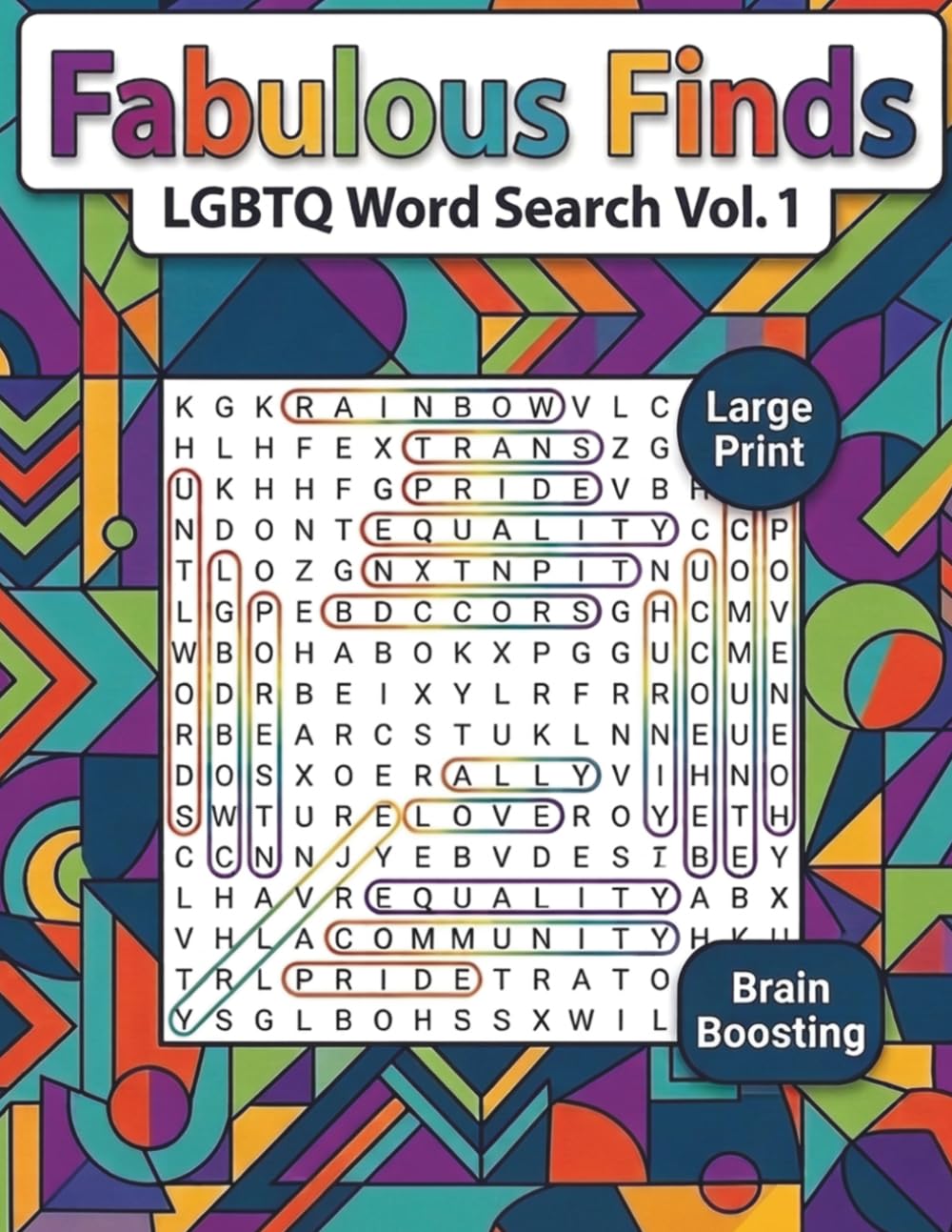 Fabulous Finds: LGBTQ Word Search Book word find gay pride gift vacation game Large Print, Easy-to-Read Puzzles for Teens, Adults, and Seniors