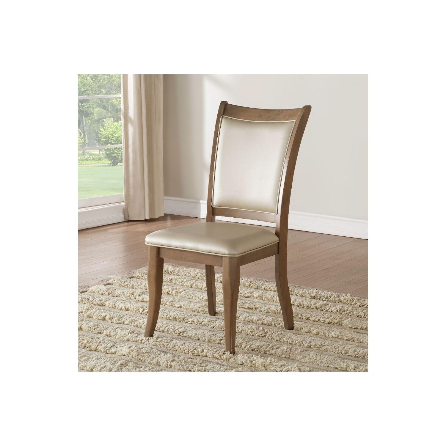 ACME Side Chair, Beige PU & Gray Oak