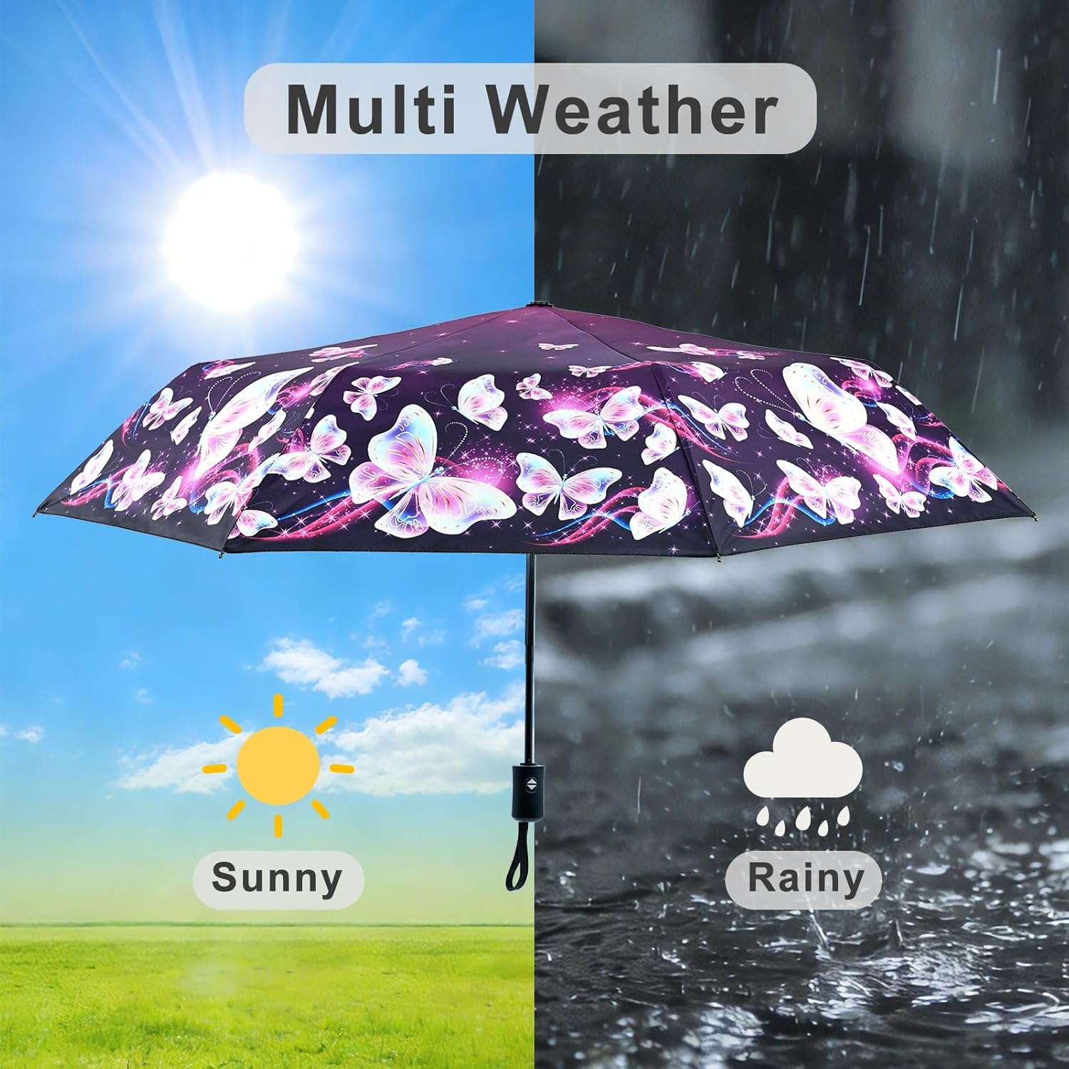 Windproof Travel Umbrella Folding Compact Automatic Umbrellas for Women Men Rain Sun