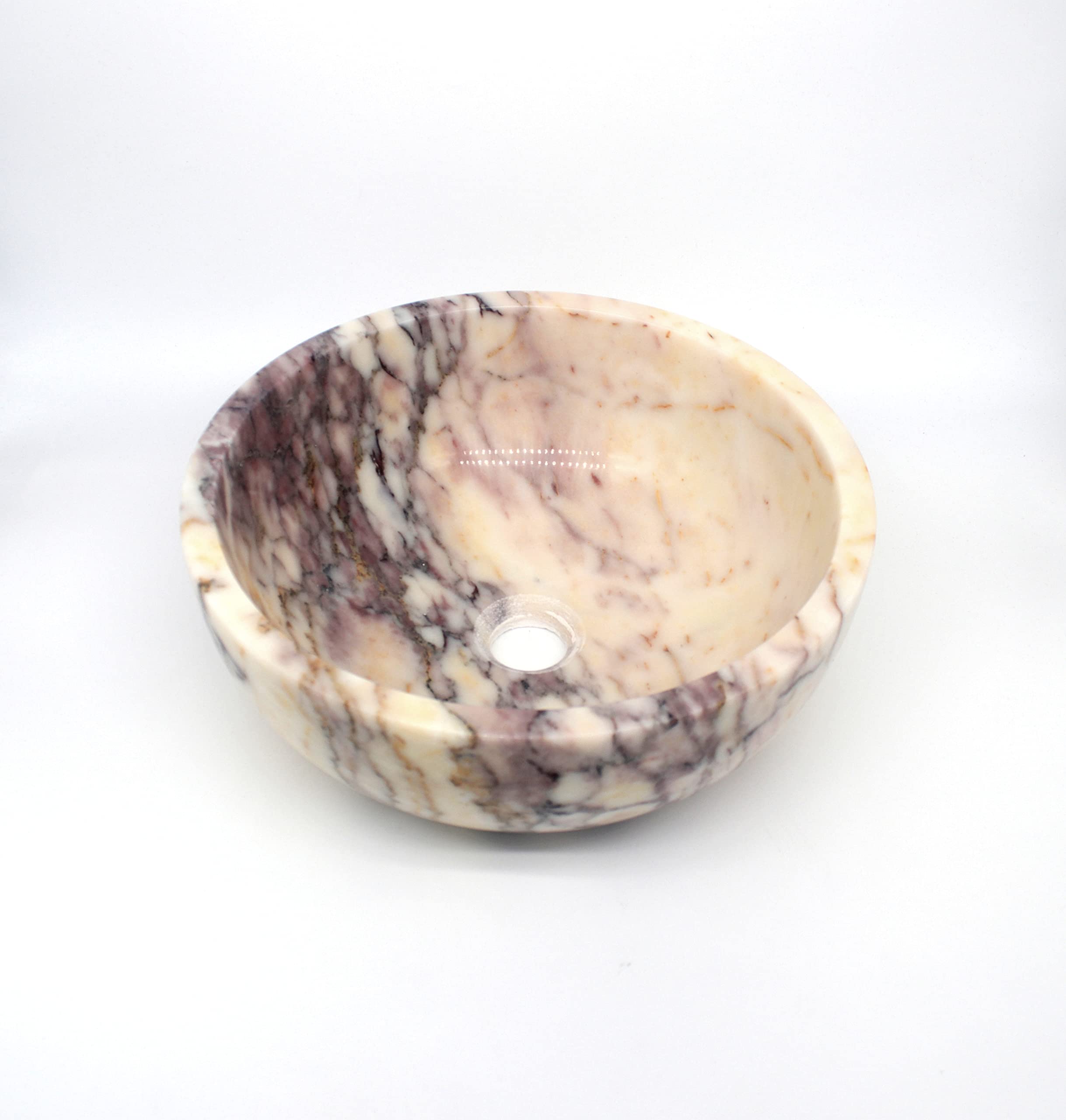 Fregadero de mármol lila, lavabo hecho a mano, cuenco de mármol, fregadero redondo hecho a mano, lavabo de baño, lavabo de guardarropa, recipiente redondo, fregadero de piedra natural