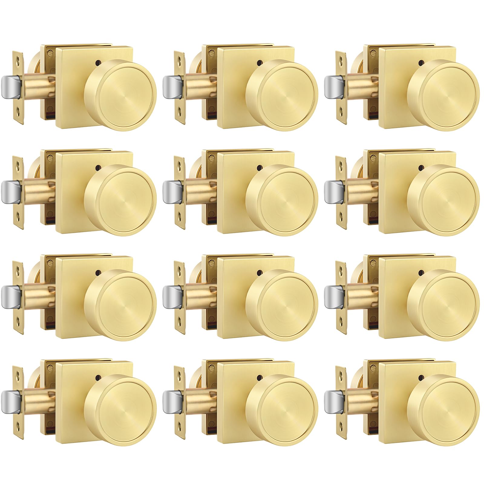 Goldenwarm Privacy Gold Door Knobs Interior Zinc Alloy, 12 Pack