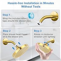 Vista 6 de Cabezal de ducha de lluvia de alta presión, cabezal de ducha moderno de lujo de 6 pulgadas con reemplazo ajustable perfecto, restrictor extraíble