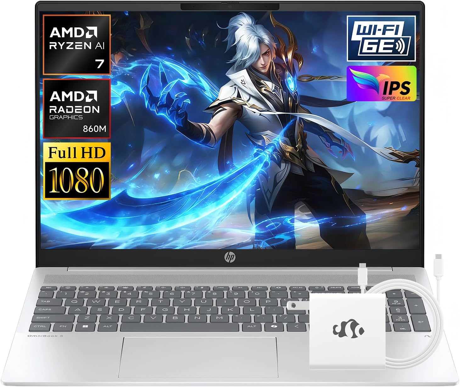 HP OmniBook 5 16" Laptop: AMD Ryzen AI 7 350, 16GB DDR5 RAM, 512GB SSD, Radeon 860M Graphics, Copilot+ PC for Creators & Business