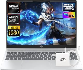 HP OmniBook 5 16" Laptop: AMD Ryzen AI 7 350, 16GB DDR5 RAM, 512GB SSD, Radeon 860M Graphics, Copilot+ PC for Creators & Business