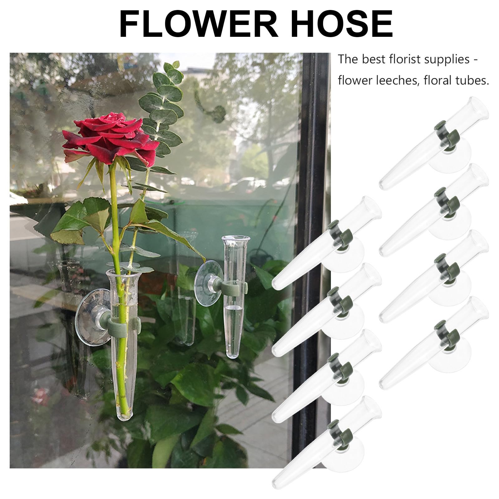 iplusmile 8 Stück Blumenaufbewahrungsröhrchen mit Saugverschluss, TPU | Transparentes Zubehör für Blumenarrangements, Passend für Floristik und Schaum, Hält Schnittblumen Frisch