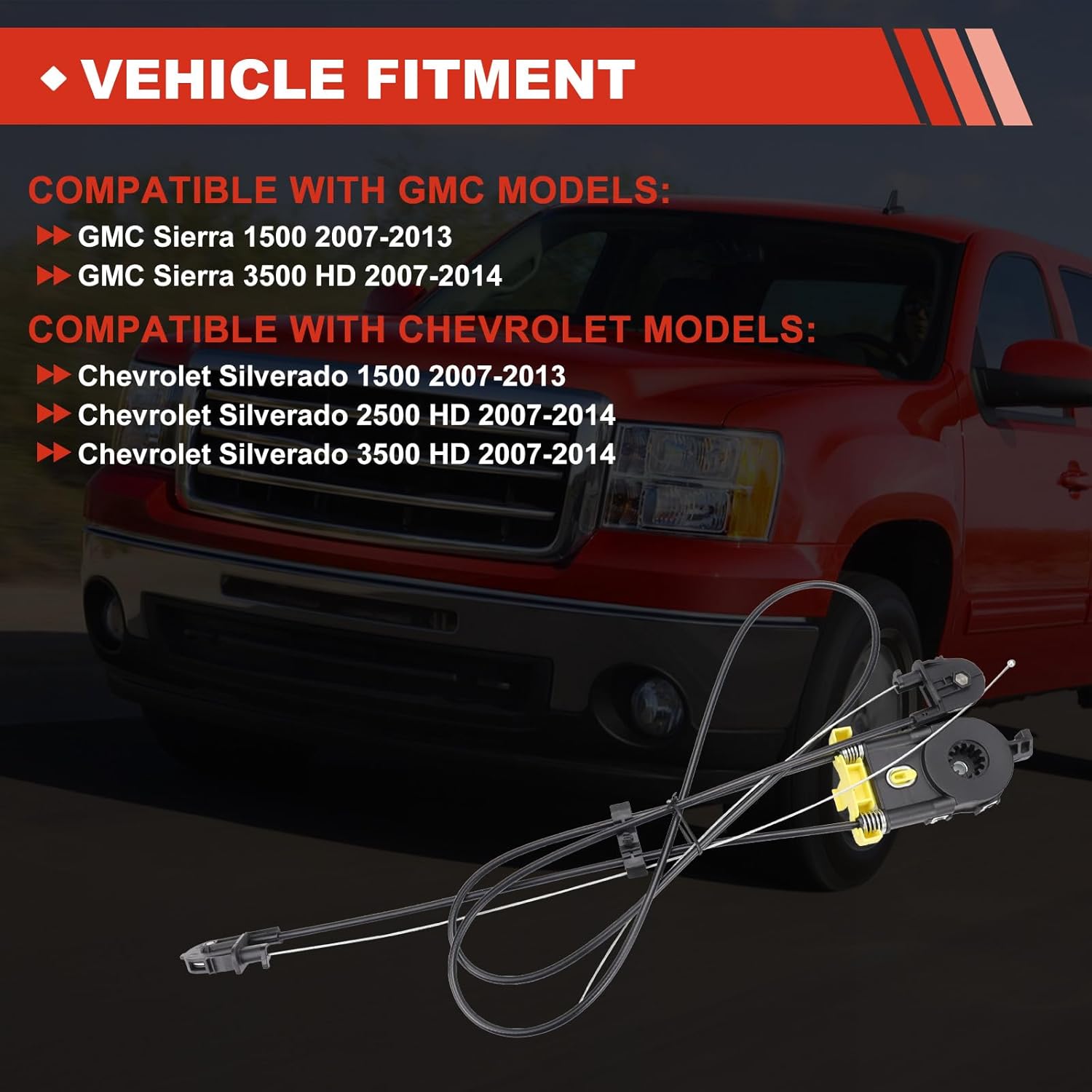 25980205 Power Sliding Window Regulator Without Motor Compatible with GMC Sierra 1500 07-13 Sierra 3500 HD 2007-2014 Fit for Silverado 1500 07-13 Silverado 2500 HD 07-14 Silverado 3500 HD