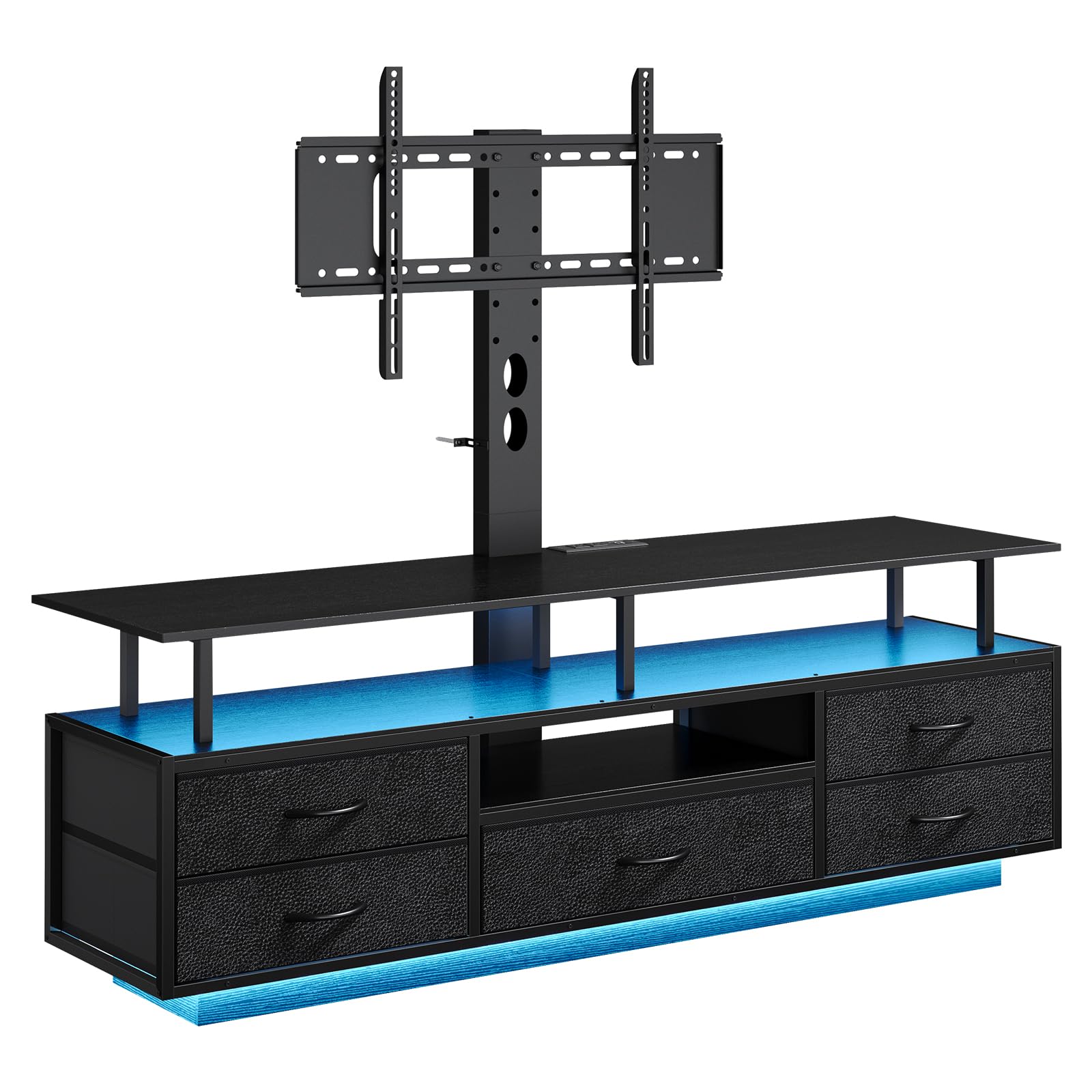 BTHFST TV Stand with Mount for 32/55/65/70 inch TVs, 51.2" LED TV Stand with Power Outlets & Storage, Entertainment Center with Storage for Living Room, Bedroom Black