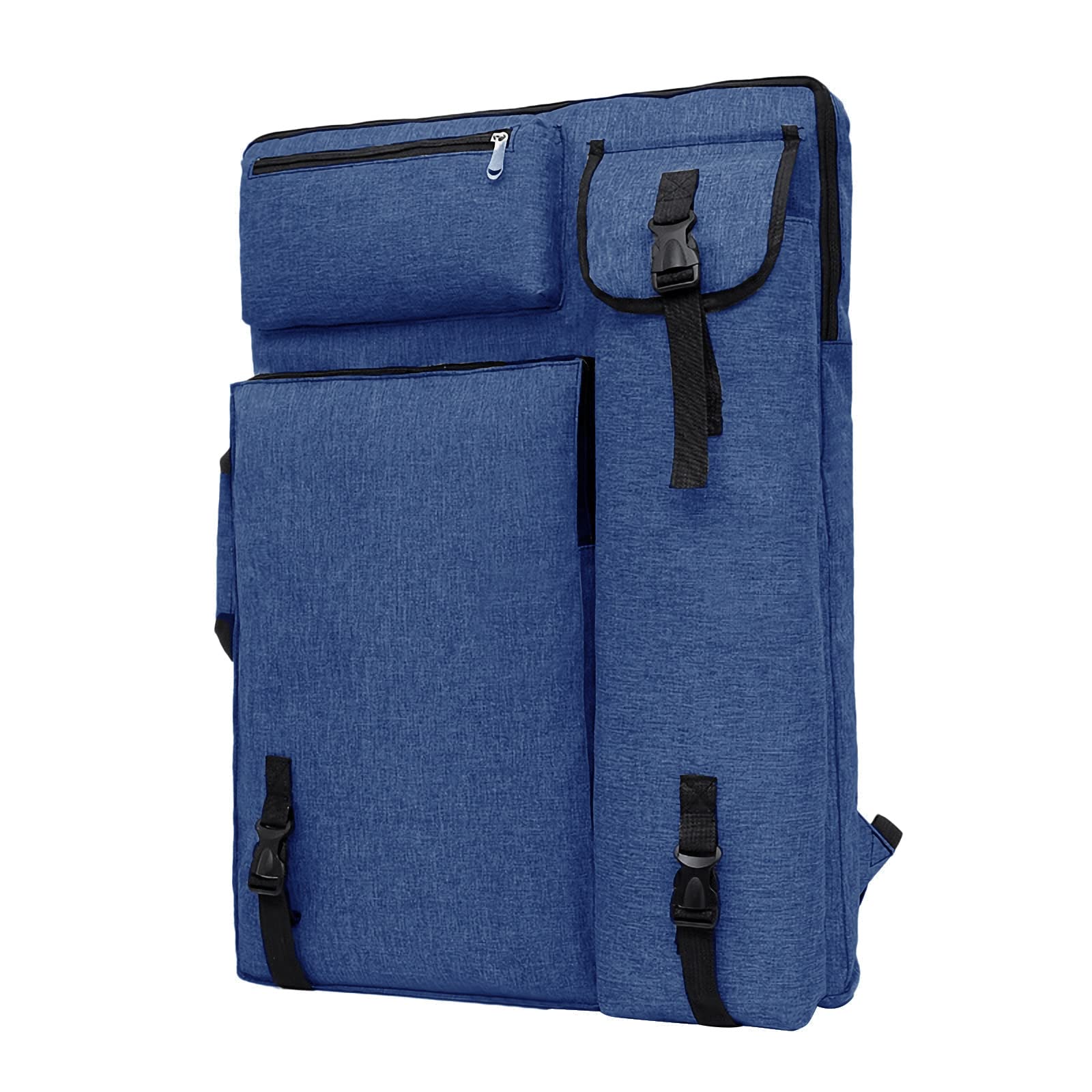 A2 Painting Drawing Board Storage Bag Waterproof Art Carry Tote Bag Multifunction Canvas A2 Art Portfolio Case Portable Large File Folder with Strap for Artwork Poster Sketching Photography (A-blue)