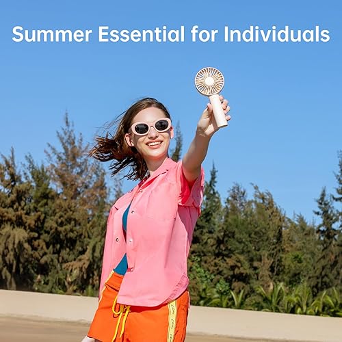 Miniatura 6 de JISULIFE Mini ventilador portátil de mano, potente batería de 4500 mAh, pequeño personal con 3 velocidades, recargable por USB para exteriores,