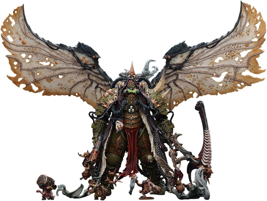 JOYTOY Action Figures Warhammer 40K 8.34inch Mortarion, Daemon Primarch of Nurgle with Ancient Weapons 'The Lantern' and 'Silence' 1/18 Movable Model Collectible Figurine Ages 15+