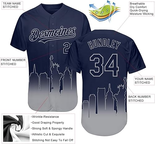 Miniatura 2 de Camiseta de béisbol personalizada cosida con número de nombre personalizado, uniforme, para hombres, mujeres y jóvenes