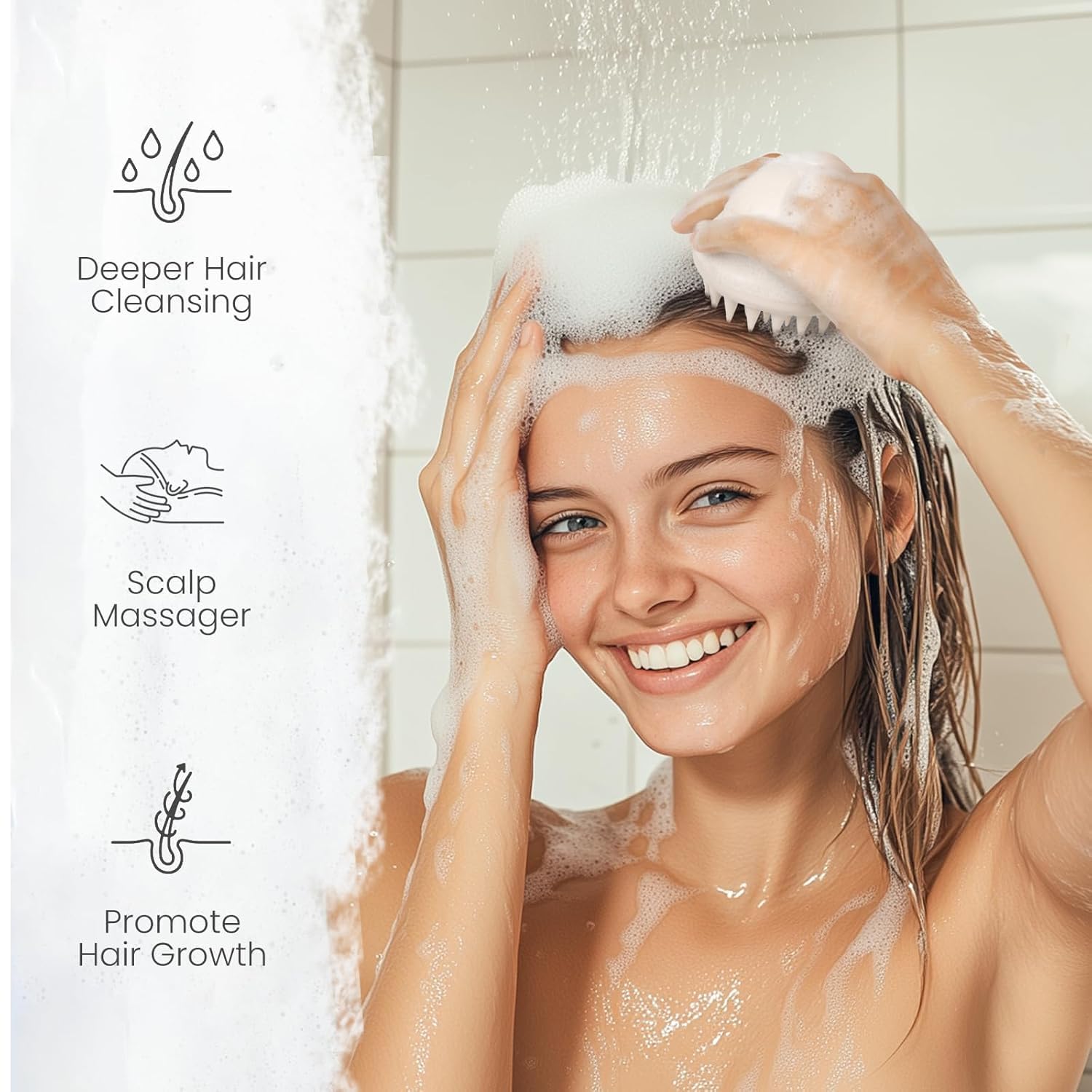 RIDHMIN Hair Scalp Massager Shampoo Brush, Shower Brush with Long & Flexible Silicone Bristles for Scalp Scrub, Head Massage and Hair Growth (Multicolor) 2