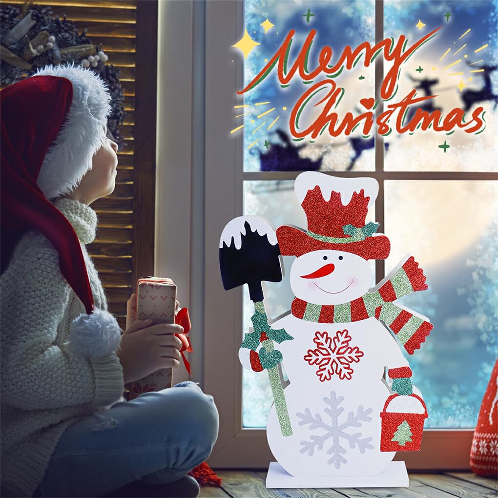 Figurine de Bonhomme de Neige, décoration de noël, décorations en Bois, Signe de noël, Taille Bonhomme de Neige