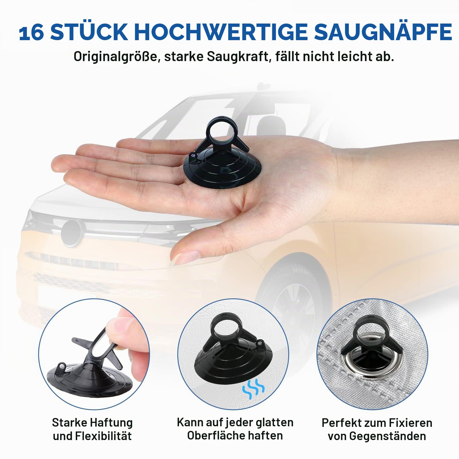 Sonnenschutz Auto Frontscheibe Ersatz für VW T7, 3 STK Thermomatte | Faltbarer Sonnenschutz für Auto Innenabdeckung, Internes Set mit Aufbewahrungstasche, 100% Okklusion