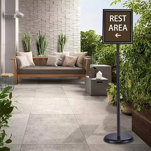 Miniatura 4 de Soporte de cartel de pedestal ajustable de 8.5 x 11 pulgadas, soporte de letrero de pie negro con marco abierto de aluminio para letrero