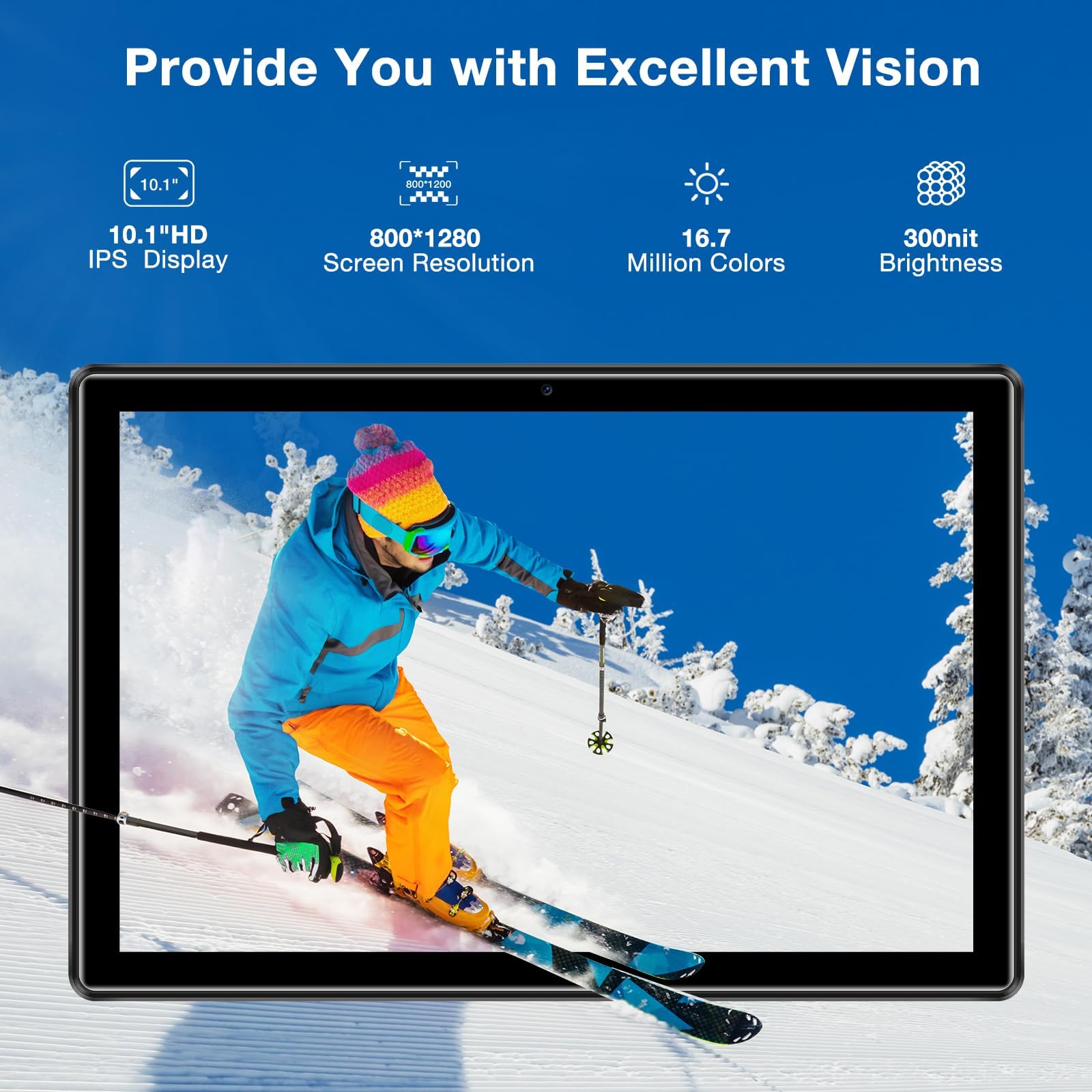 U10PRO 2024 Tablet 10 Pollici Android 13 20GB RAM 128GB ROM (1TB TF) 5060mAh Batteria per Bambini, IPS HD, 8MP+5MP, Widevine L1/BT 5.0/WiFi6/OTG Nero