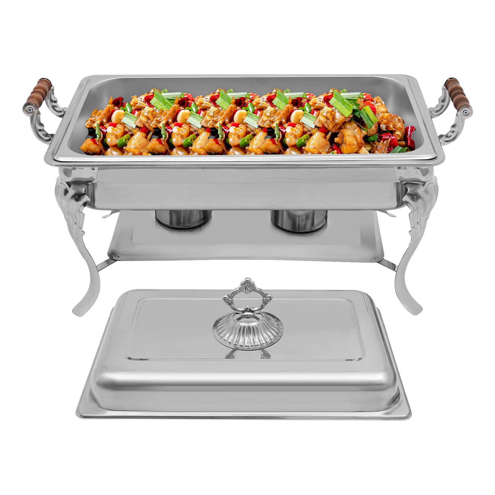Set professionale per chafing dish, in acciaio inox, 9 l, con 2 taniche per carburante, Chafing Dish Buffet per catering, buffet e feste