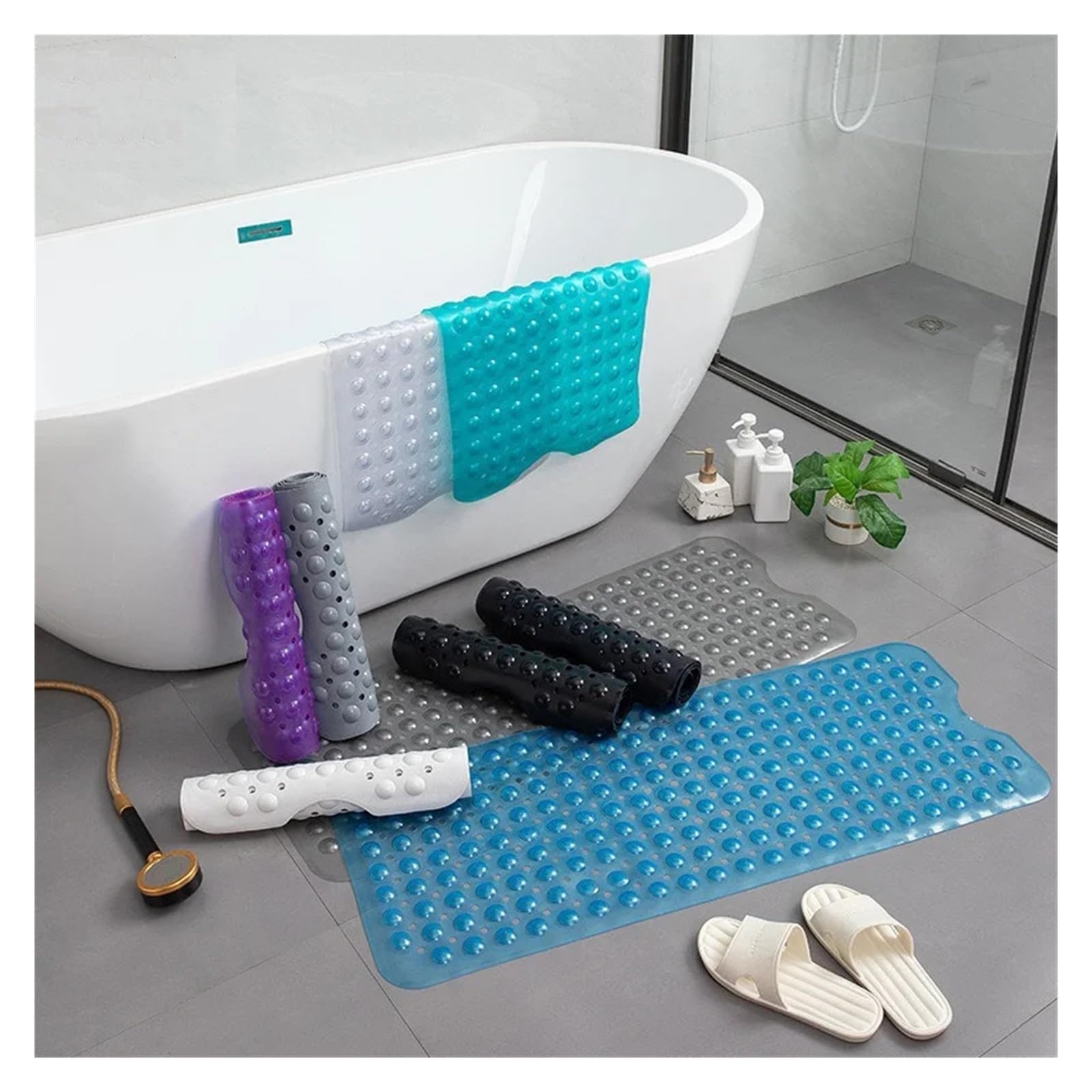 Tappeto Da Bagno Tappetino antiscivolo for bagno in PVC Tappetino for massaggio for vasca Tappetino for uso domestico Tappetino for doccia con ventosa 100 * 40 cm Per Vasca(Grey 01)
