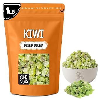 Oh! Nuts Dried Kiwi - 1 LB - Sweetened Dried Fruit Diced - Dehydrated Fruit Bites - Packed in New York Zip-Seal Bag for Exceptional Freshness