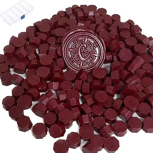 YOKIOU 220pcs Cera de sellado de cera roja para sello de cera (rojo 4) YOKIOU 220pcs Cera de sellado de cera roja para sello de cera (rojo 4)
