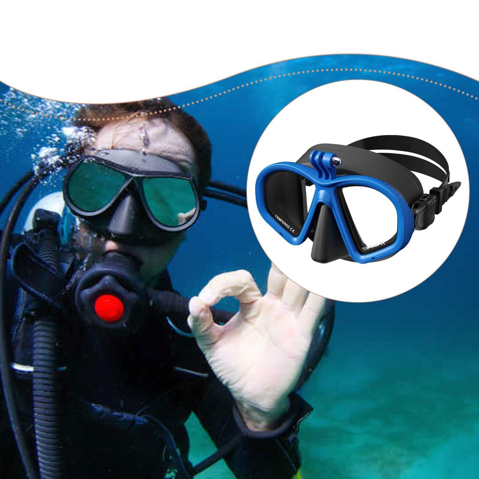 Máscara de Buceo, Máscara de Snorkel, Gafas, Equipo de Natación, Fabricado en Vidrio Templado con Soporte para Cámara Incorporado.