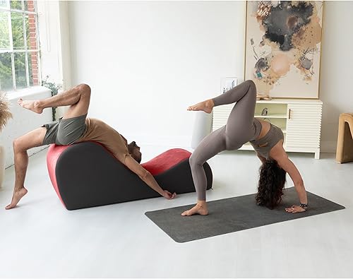 Miniatura 5 de Avana Chakra Yoga Chaise - 2 reposacabezas ajustables y asas con correas ajustables, micro terciopelomicrobucle, rojo y gris