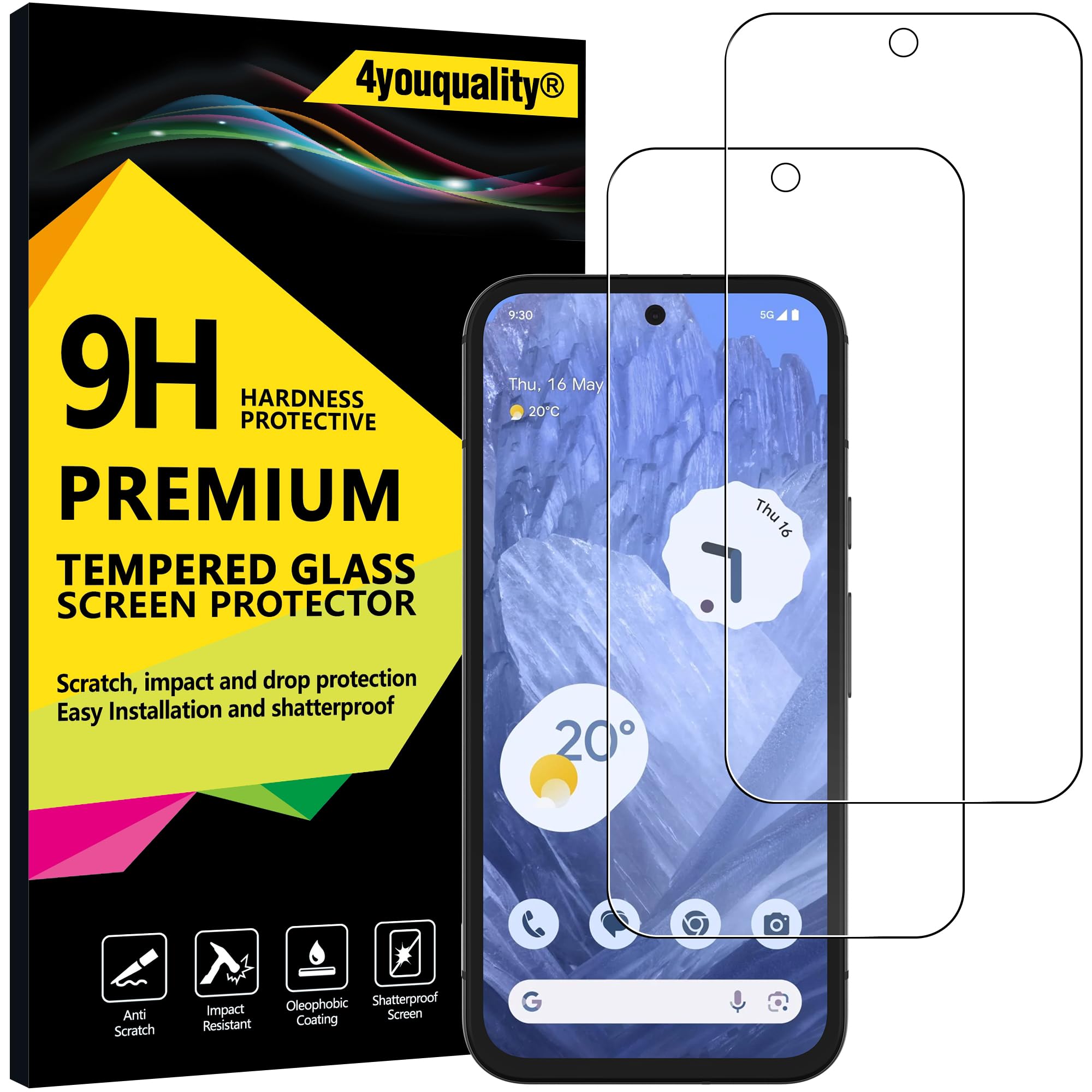 Screen Protector for Google Pixel 8A (6.1-Inch), Tempered Glass Film, 2-Pack, [LifetimeSupport][Impact-Resistant][Anti-Scratch]