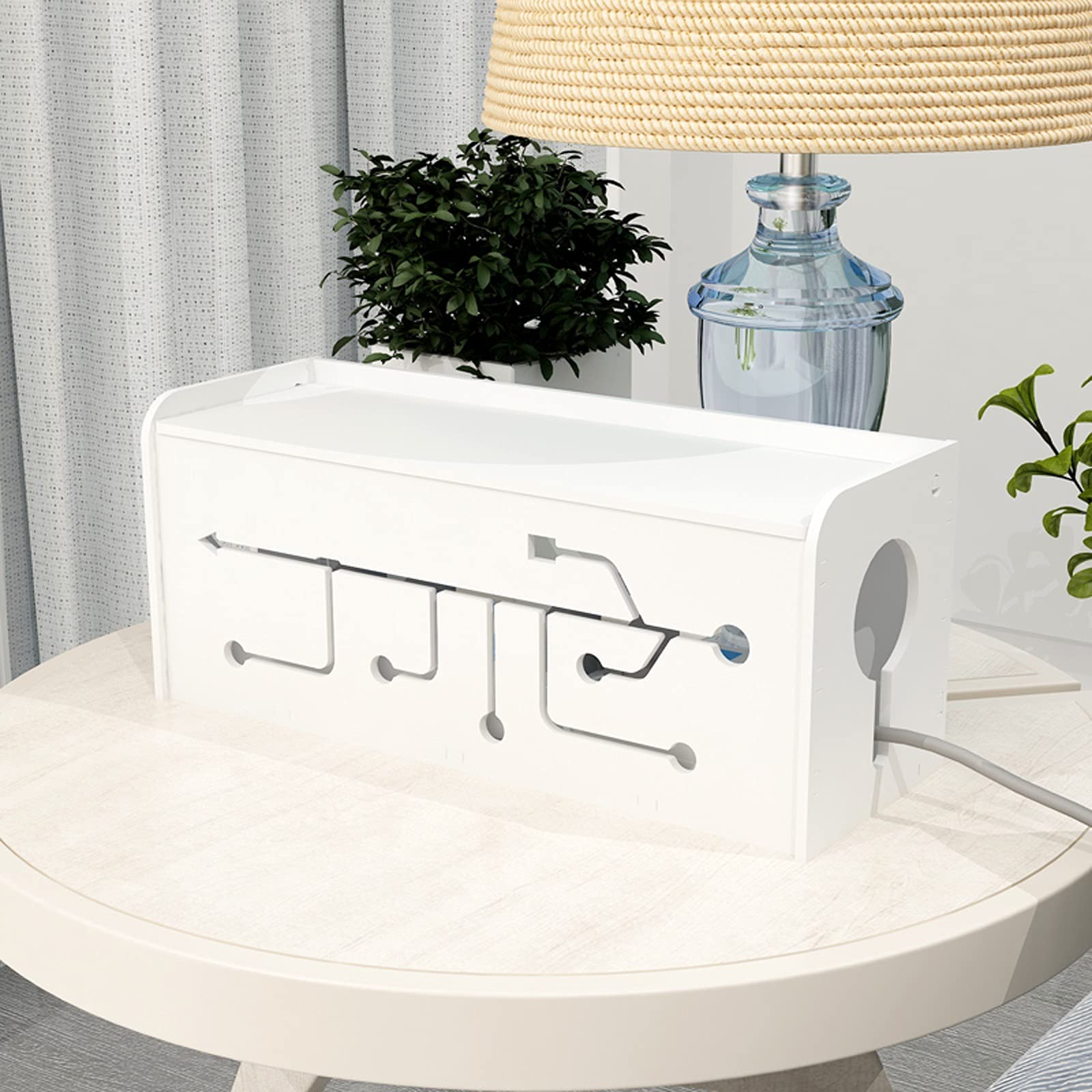 Pudełko do zarządzania kablami Pudełko do zarządzania kablami Biały organizer do kabli z klapką Design Rozwiązanie do zarządzania kablami na biurko, ukryj listwy zasilające Luźne przewody za telewiz