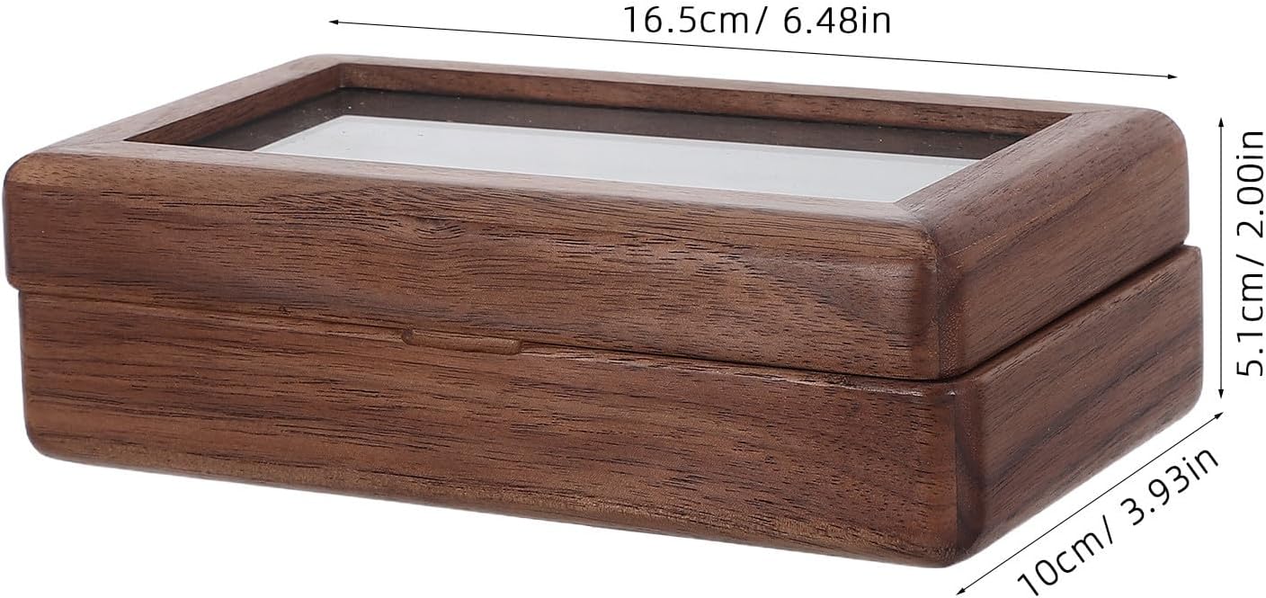 Lurrose Vintage Walnut Wooden Jewelry Box with Lid and Large Compartment Layout for Spacious Organization, Jewelry Organizer for Bracelets and Small Collectibles, for Gifting image 2