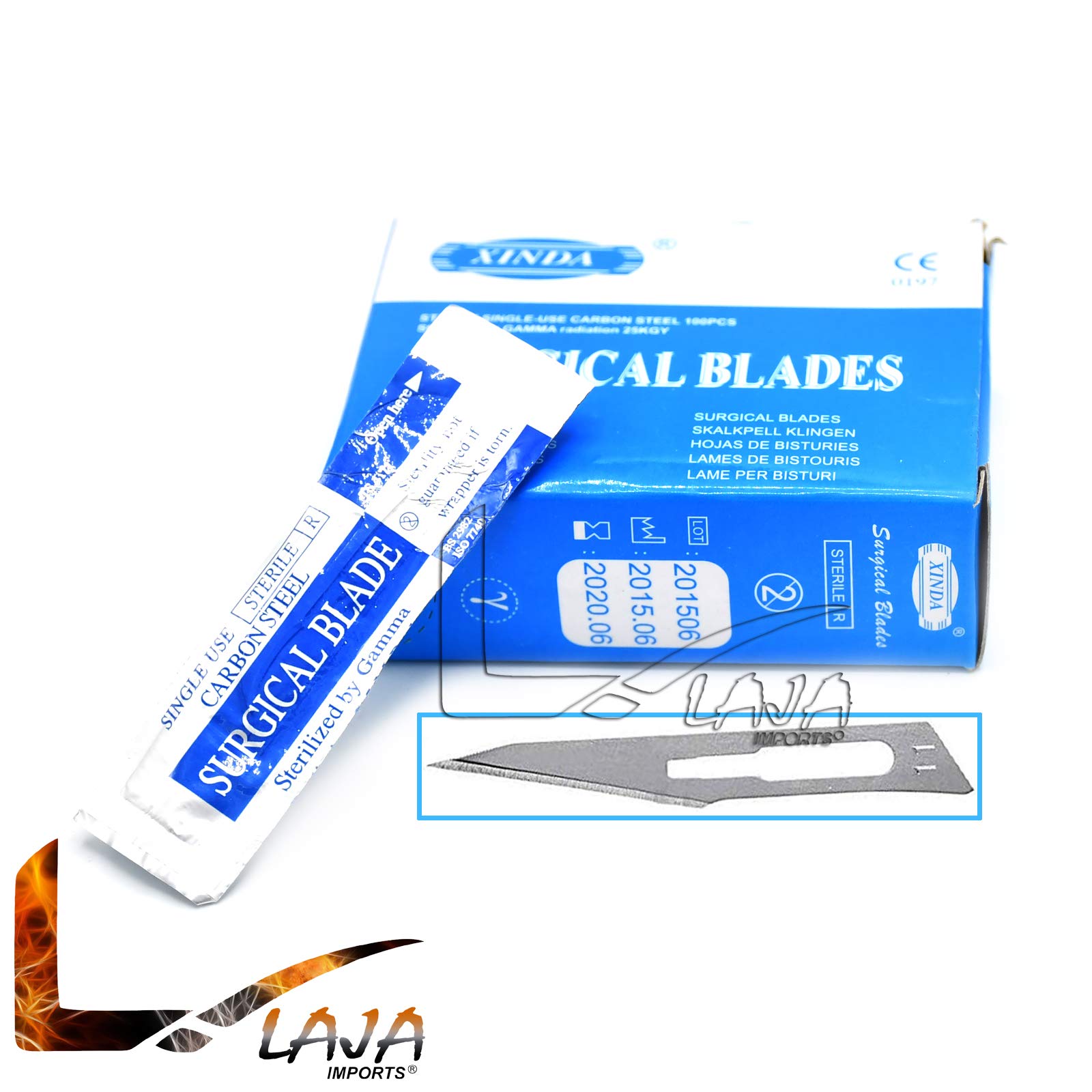 100 Scalpel STERILE Blades #11 with Free Scalpel Handle #3 (LAJA IMPORTS Brand)