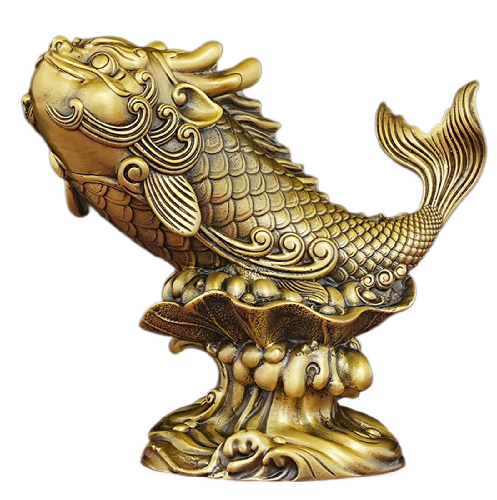 Handmade Feng Shui Brass Fish Statue Figurine Home Decor Collection
