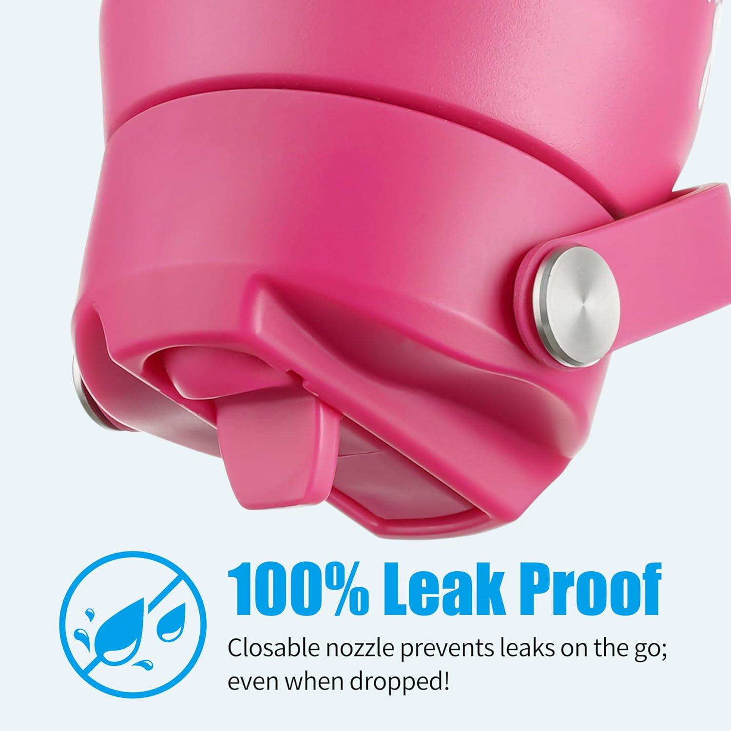 OLDLEY kids Water Bottle - 18oz Insulated Stainless Steel - Wide Straw Lid, Non Spill, Leakproof, Kids Water Bottle for School,Pink Bunny - Image 4