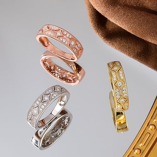 Miniatura 6 de Jeulia Womens Wide Eternity Ring Wedding Band, Milgrain Round Cut 18k White Gold Plated Eternity Band Ring Romantic Birthday Anniversary Jewelry