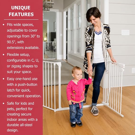 Cardinal Gates EX100 XpandaGate Extra-Wide Baby & Pet Gate, 30-90 in, White