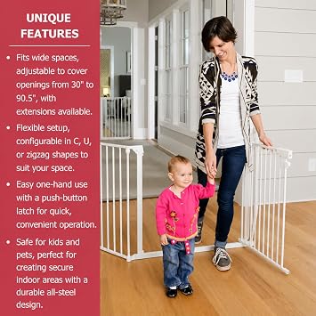 Cardinal Gates EX100 XpandaGate Extra-Wide Baby & Pet Gate, 30-90 in, White
