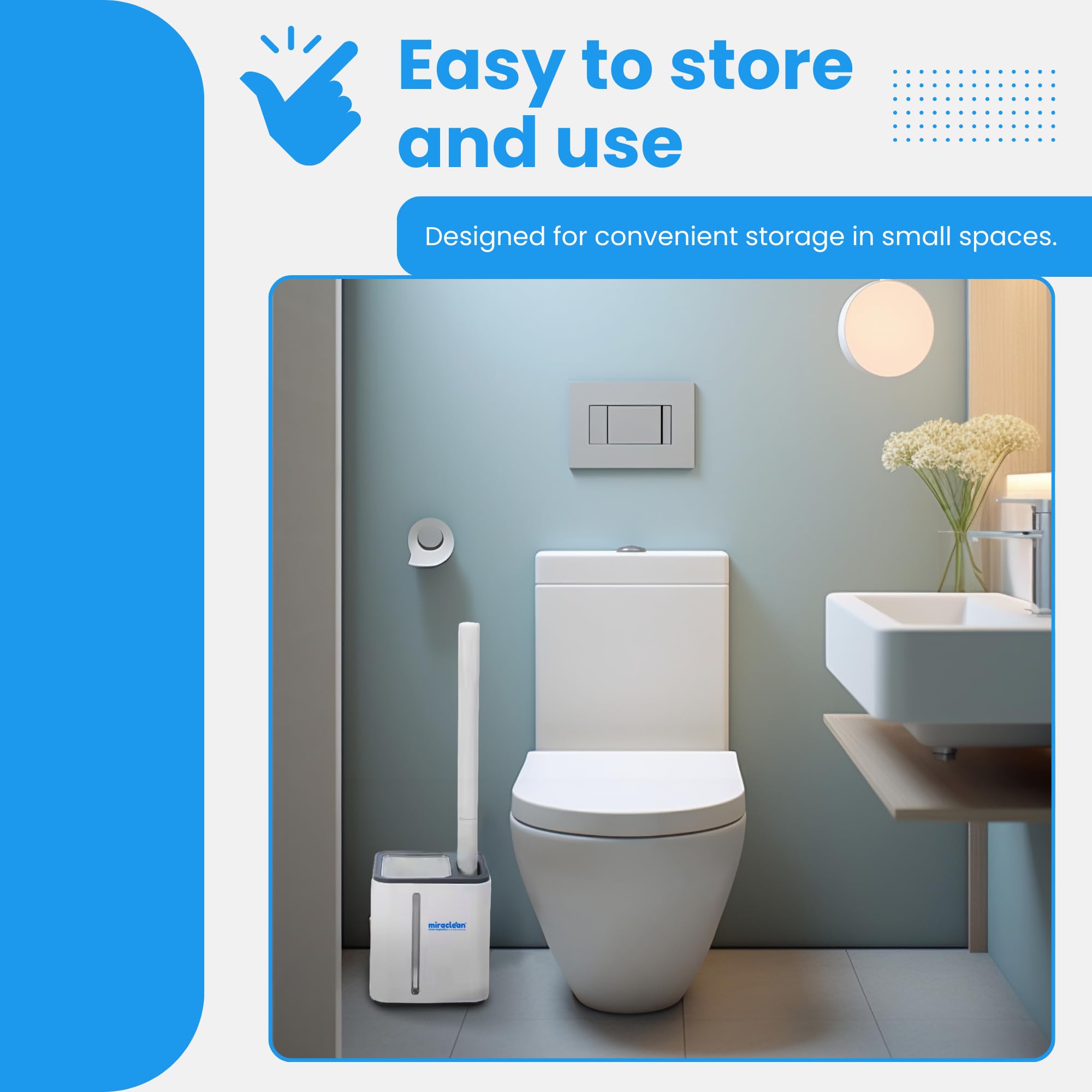 WizardFlush - Escobilla de inodoro desechable para baño, cepillo de fregar para inodoro, ahorro de espacio para almacenamiento, cepillo de inodoro de limpieza profunda, fácil de montar
