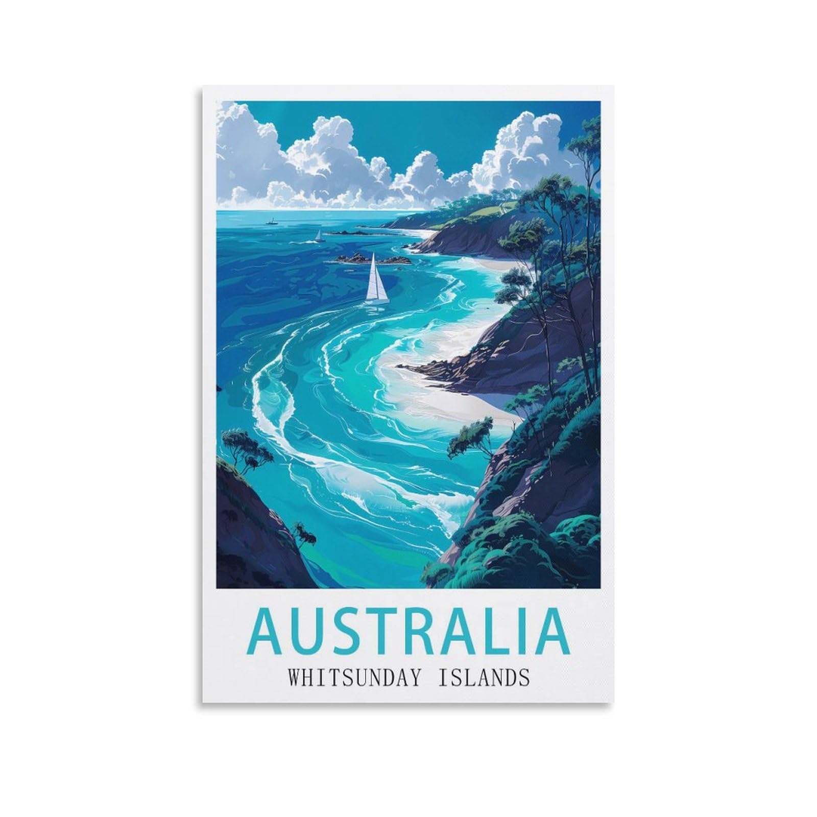 Lnuyitr Unframe-Style Australia Whitsunday Islands Vintage Travel Posters 12X18inch(30X45cm) Canvas Art Posters And Wall Art Picture Prints Modern Home Bedroom Decor Posters